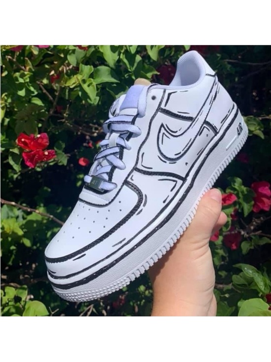 Nike Other - Nike White Cartoon Outline Low-Top Sneakers
